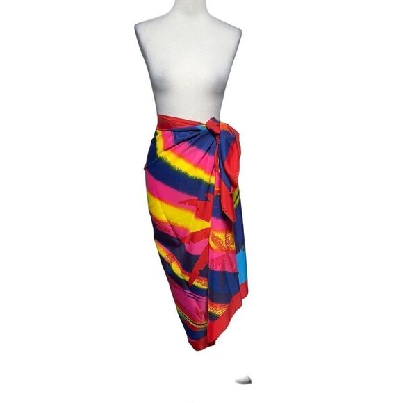 Colorful Sarong Wrap Scarf One Size 46" X 62" - Picture 3 of 6